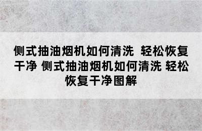 侧式抽油烟机如何清洗  轻松恢复干净 侧式抽油烟机如何清洗 轻松恢复干净图解